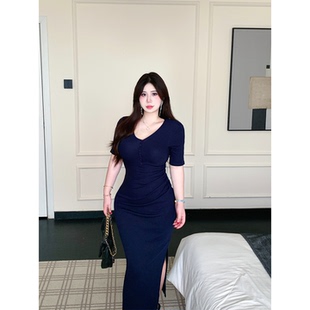 连衣裙微胖修身 Bbabes 新款 夏季 显瘦辣妹包臀开叉长裙 职场绯闻