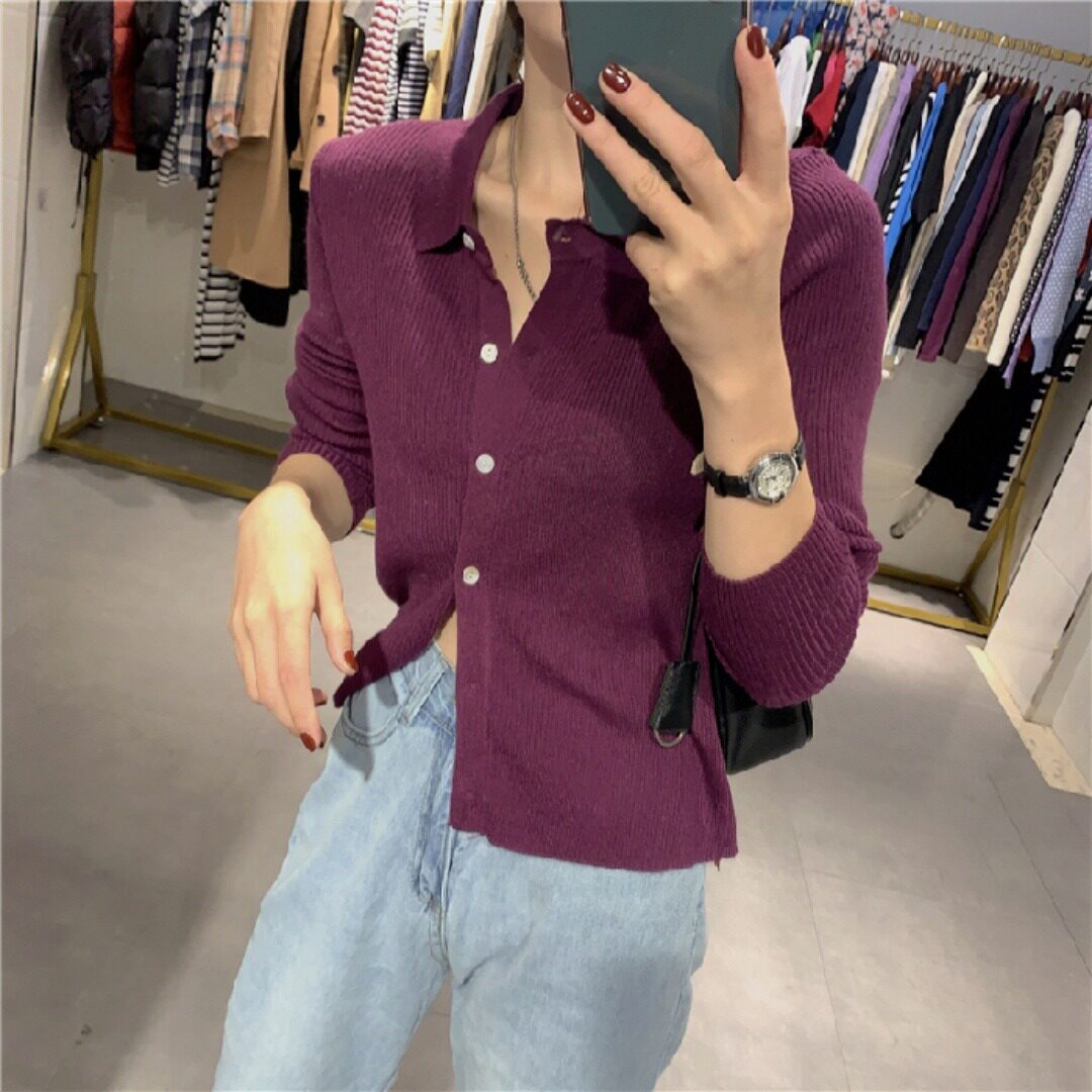 秋冬季薄款针织上衣显瘦修身长袖上衣2026新款女时尚韩版开衫
