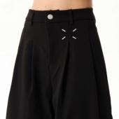 长 男高级感直筒垂感宽松休闲西装 潮牌美式 马吉拉cleanfit黑色西裤