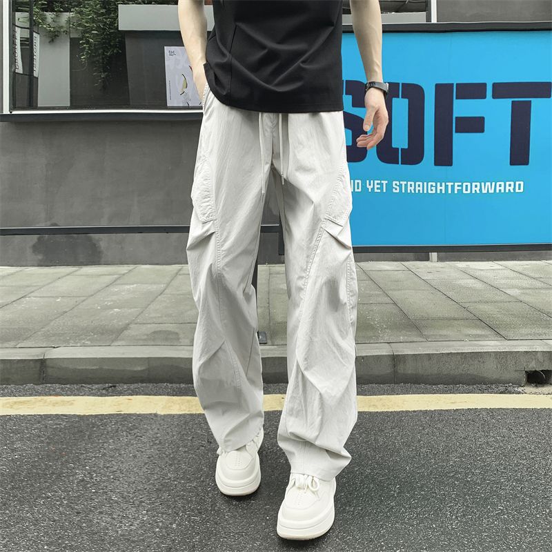 美式高街vibe风休闲排扣牛仔裤男拉链开衩设计感宽松直筒拖地裤子