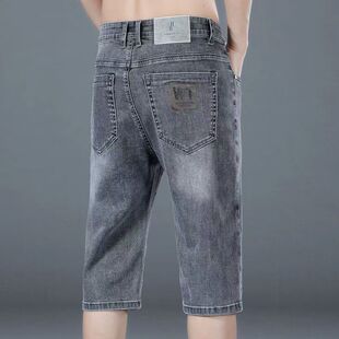 薄款 潮牌宽松直筒夏季 七分裤 男韩版 牛仔短裤 潮流7分休闲中裤 男士
