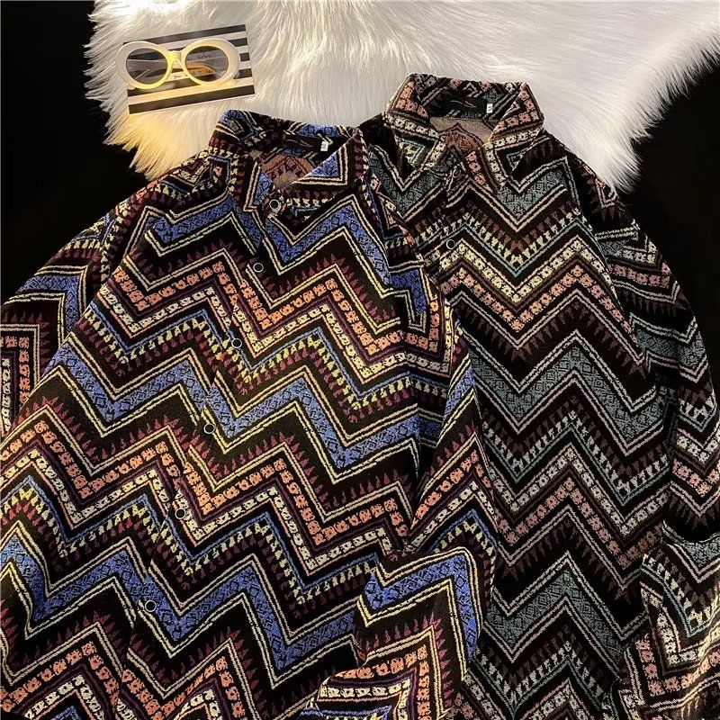 美式潮牌夹克男秋季情侣bf风翻领格子上衣棒球服国潮嘻哈休闲外套