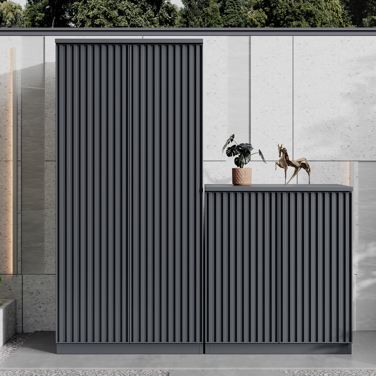 全铝合金鞋柜户外家用门口收纳储物柜阳台防水防晒庭院杂物工具柜