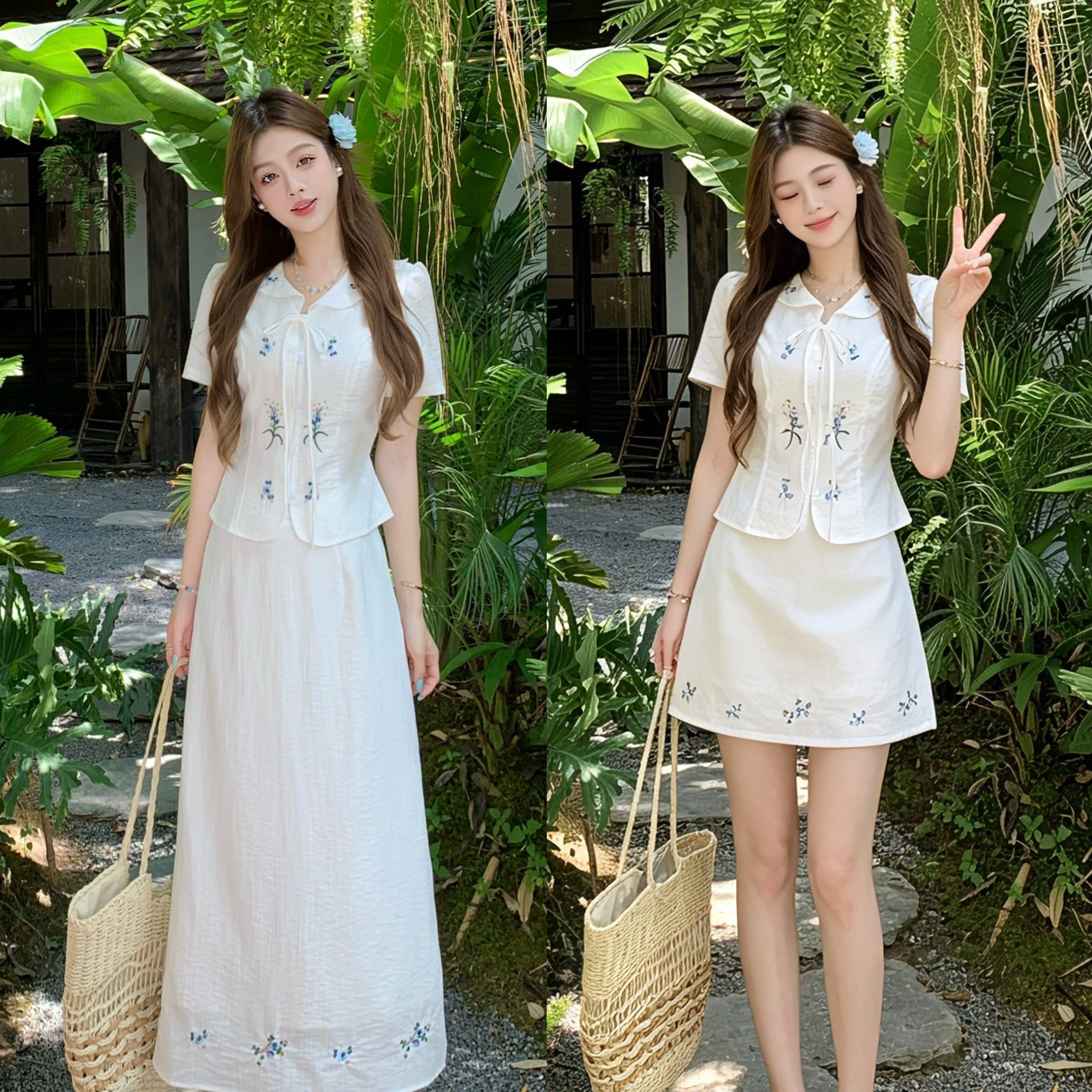 月朵依大码女装夏季收腰显瘦套装图片