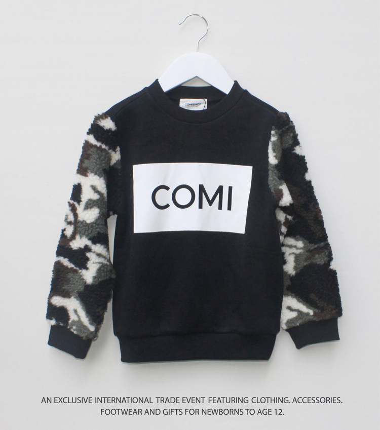 出口北欧男童大卫衣秋冬款加厚保暖中大童潮款迷彩拼接大卫衣