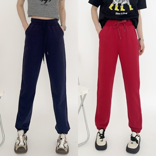 宽松束脚高腰休闲冬季 2025新款 加绒卫裤 子夏季 运动裤 薄款 女春秋款