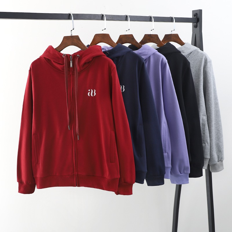 连帽开衫卫衣女春秋2025新款宽松酒红色拉链外套春装休闲显瘦上衣