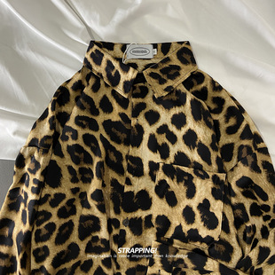 STRAPPING洋气时髦豹纹碎花长袖花衬衫港风复古日系男女痞帅春秋