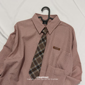 STRAPPING学院风小格子领带INS长袖 衬衫 男女日系复古港风潮流街头