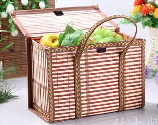 竹篮子粽子篮杨梅水果鸡蛋篮 大闸蟹包装礼盒 竹筐竹篓收纳竹编