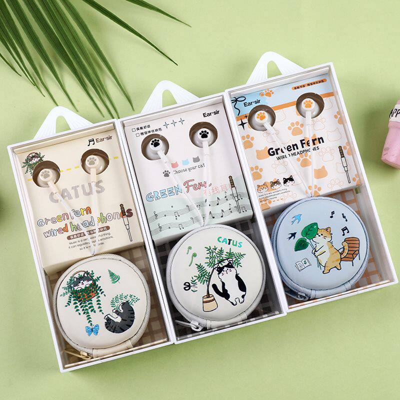 可爱有线耳机typec接口女生圆孔扁头vivo小米红米OPPO华为通用