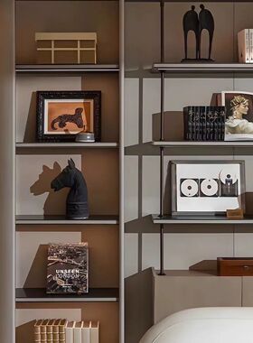 简约现代样板间书房书架装饰柜摆件搭配组合办公区陈列柜软装饰品