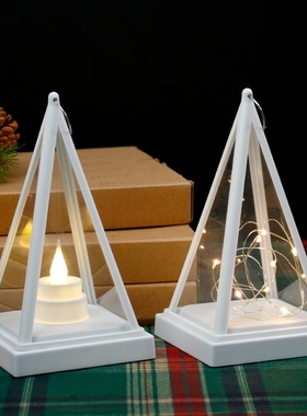 LED电子小马灯ins简约复古小油灯玻璃烛台风灯家居摆件氛围蜡烛灯