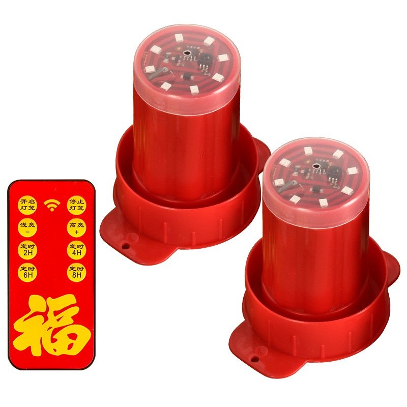 新年大红灯笼伴侣遥控电池灯防水LED无线免插电定时户外灯笼灯芯