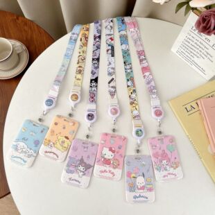 伸缩卡套学生三丽鸥卡套儿童公交饭卡接送胸卡幼儿园校牌长绳挂