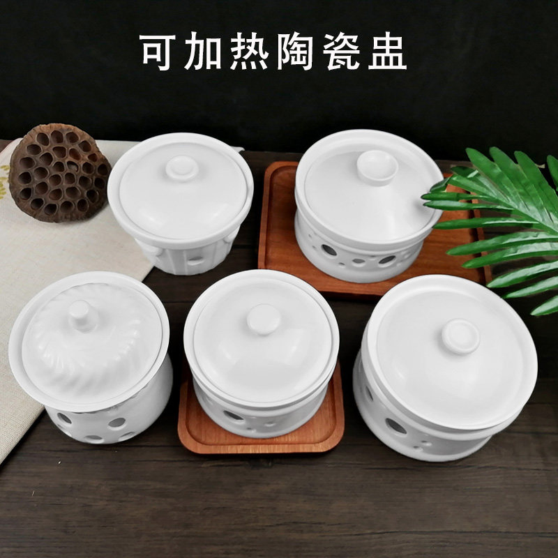 顿燕窝炖盅陶瓷隔水炖内胆带盖家用白瓷甜品锅加热盅鲍鱼盅商用
