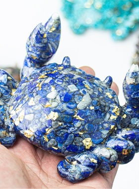 天然水晶碎石滴胶螃蟹支架懒人多