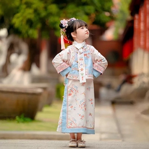 儿童格格服女童汉服薄款清朝套装宫廷风四季款马甲旗袍古装中国风