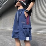2024夏季侧拉条五分裤宽松工装休闲短直筒运动裤潮dk13p35，男装休闲裤，星座204-6