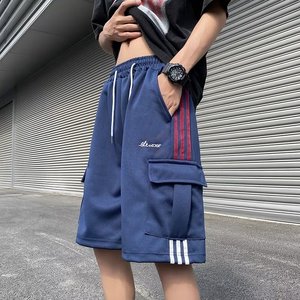 2024夏季侧拉条五分裤宽松工装休闲短直筒运动裤潮dk13 p35图片