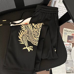 本命年龙纹男休闲裤2024春季宽松风运动卫裤k9537 p45图片