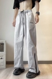 复古直筒运动裤男女韩版宽松休闲拼接拉链拖地阔腿裤k063p35，男装休闲裤，星座204-6