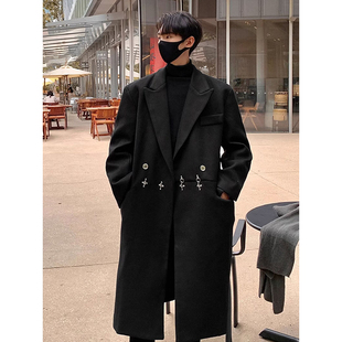 网图西装领毛呢子大衣男冬季加厚中长款飞机扣风衣外套ny349 p90