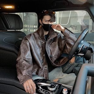 秋冬复古帅气翻领拉链百搭PU皮衣机车服短外套py443 p75