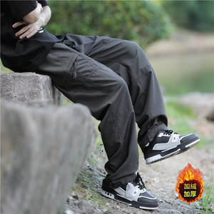 冲锋裤秋冬季登山运动休闲伞兵加绒加厚户外宽松工装裤hk213 p50,男装休闲裤,星座204-6