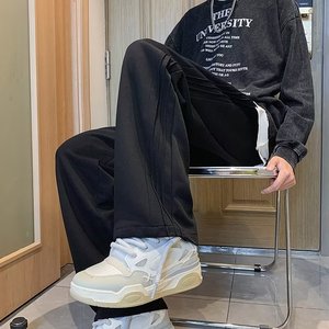 日系男秋季潮流宽松直筒休闲裤卫裤百搭抽绳长裤潮k151 p40图片