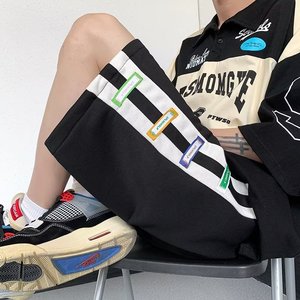 2023原宿运动短裤直筒潮纯色简约休闲五分裤男潮dk696 p30图片