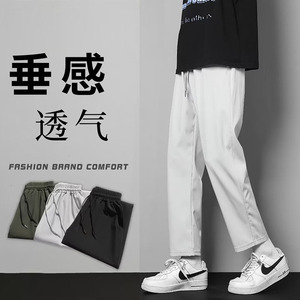 2024夏季冰丝速干纯色时尚九分西裤垂感直筒休闲裤ck55 p25图片