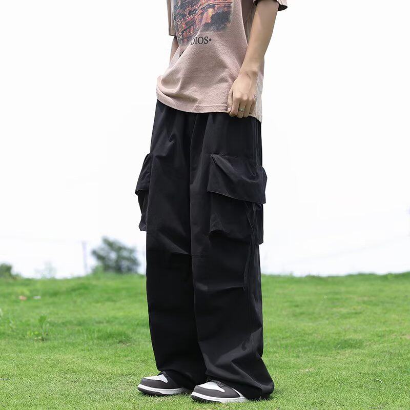 复古直筒伞兵工装裤潮牌男女秋季宽松阔腿裤灯笼裤潮k0115p45,男装休闲裤,星座204-6