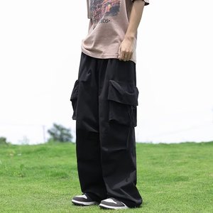复古直筒伞兵工装裤潮牌男女秋季宽松阔腿裤灯笼裤潮k0115p45