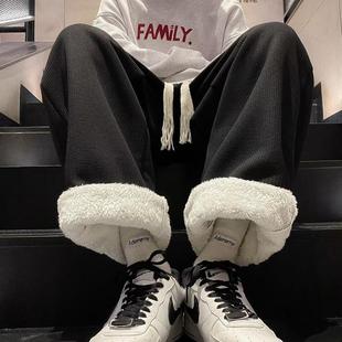 冬季加绒加厚羊羔绒裤子男韩版潮流宽松休闲束脚长裤男hk3067 p35