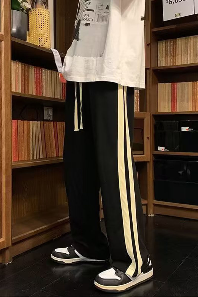 双杠休闲裤嘻哈百搭卫裤阔脚直筒加绒男宽松运动长裤hk722p45,男装休闲裤,星座204-6
