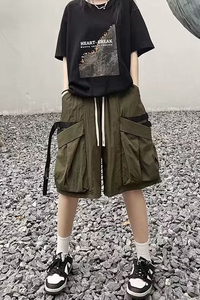 2024夏季欧美飘带大口袋短裤男女五分裤百搭工装短裤潮dk1010 p30图片