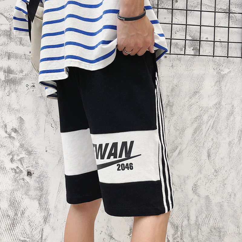 夏季运动短裤韩版拼接三杆宽松百搭五分裤运动短裤潮dk102p20，男装休闲裤，星座204-6