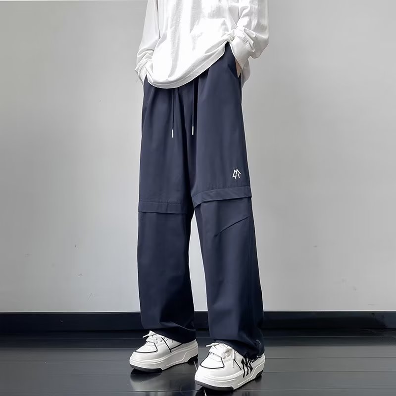 工装裤男秋季复古潮牌港风宽松直筒裤日系抽绳休闲长裤潮k087 p40图片