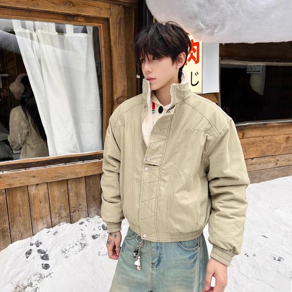 网图 日系复古潮牌保暖宽松休闲百搭夹克棉衣外套m6060 p100