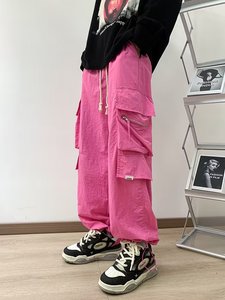 美式工装裤男女宽松直筒潮牌设计感阔腿休闲束脚长裤潮k976 p50图片