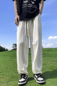 夏季高街潮牌休闲裤直筒裤宽松棉麻长裤运动卫裤k62 p35图片