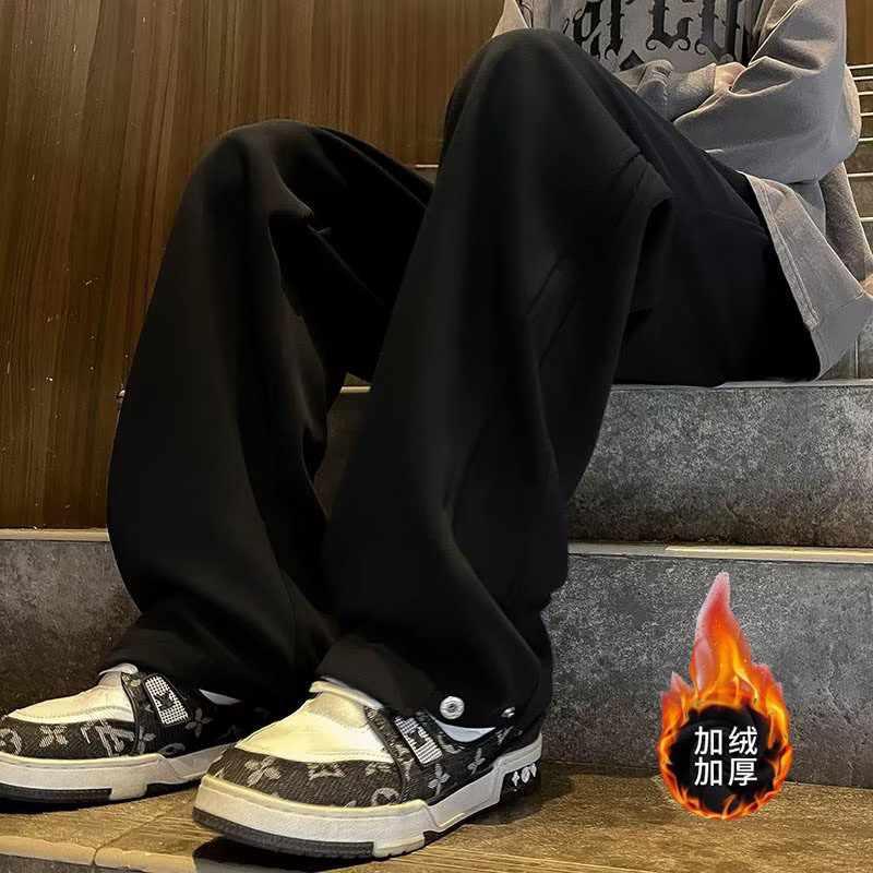 秋冬运动直筒裤男休闲潮百搭加绒复古痞帅韩版长裤hk23p50,男装休闲裤,星座204-6