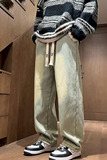 复古蓝加绒牛仔裤男直筒宽松冬款加厚保暖阔腿裤hnk8064p70，男装牛仔裤，星座204-6
