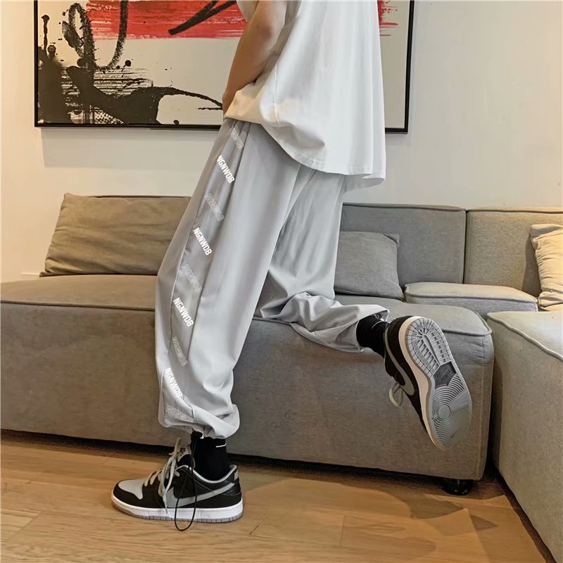 休闲裤男夏季冰丝薄款韩版宽松运动裤抽绳中性束脚裤k349p25,男装休闲裤,星座204-6