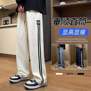 秋季大码男美式潮牌高街阔腿运动卫裤直筒宽松垂感休闲裤k160p55