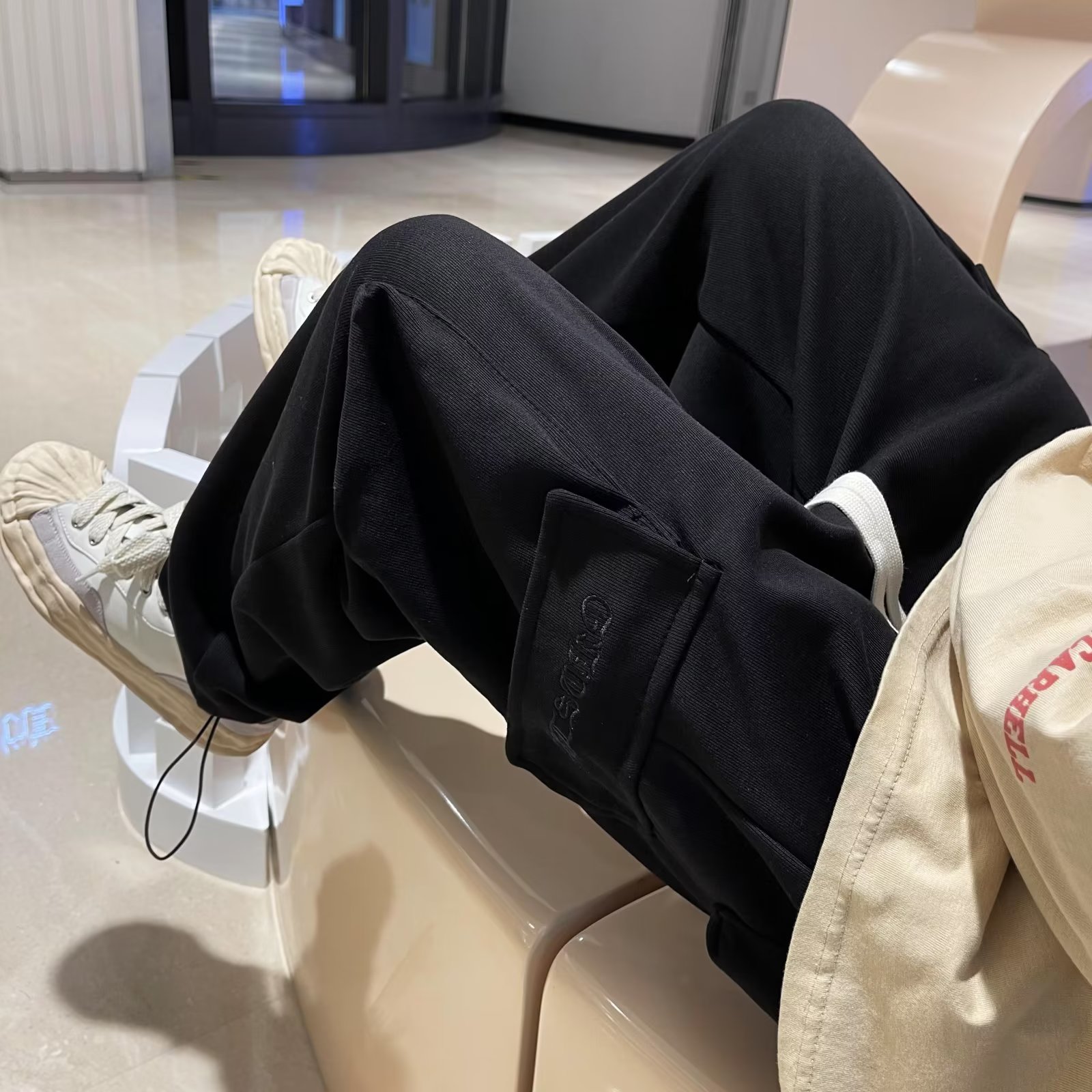 2024春夏韩版宽松休闲裤潮运动裤纯色束脚工装裤男潮k60 p45图片