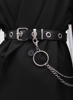 皮带女牛仔裤 百搭欧美简约复古朋克风十字架金属腰链配裙子腰带