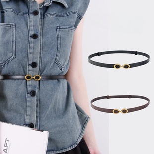 古铜金色皮带腰带西装大衣挂钩伸缩腰带女士复古