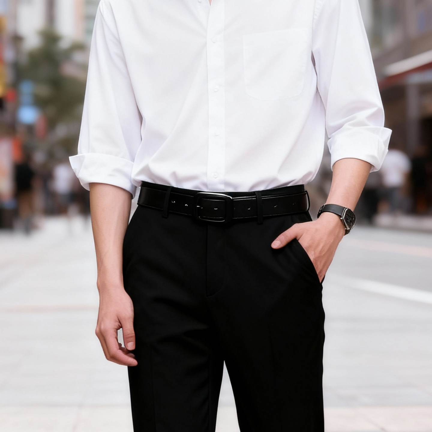 媛主儿男针扣休闲皮带简约